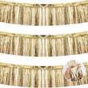 BEISHIDA 3 Packs Metallic Foil Fringe Garland Champagne Wall Hanging Tinsel Fringe Banners for Car Floats Halloween Bridal Shower Wedding Birthday Easter Graduation Holiday Party Decoration(30Ft)
