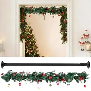 Kritkin Garland Hanger with 8.8 ft Christmas Pine Garland for Mantel Holder for Door Frame Adjustable to Different Door Widths Decorative Xmas and Holiday Decoration No Nails or Screws