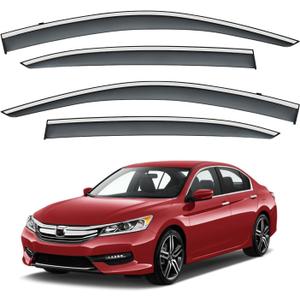 Tape-on Rain Guards Fit Honda Accord 2013-2017 Window Visors Smoke Gray