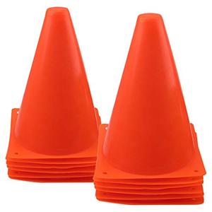 Mirepty 7 Inch Plastic Traffic Cones Sport Training Agility Marker Cone for Soccer, Skating, Football, Basketball, Indoor and Outdoor Games (Orange, 6 Pack)