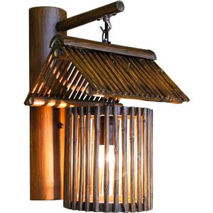 Vintage Wall Sconce Lamp Japanese Style Rural Bamboo Wood Wall Light Fixture Interior Decoration Wall Lamp for Hallway, Corridor, Stairs,Hotel