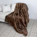 Best Home Fashion Heavyweight Super Soft Luxury Faux Fur Throw Blanket - 58" W x 60" L - Autumn Sable