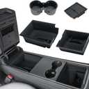Uireefly 3Pcs Center Console Organizer for Tesla Model Y 2021-2025, Flocked Fabric Center Console Organizer Set Include Console Front & Rear Tray Hidden Armrest Storage Box for Model 3 2017-2023 (3)
