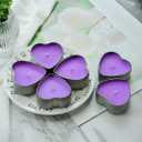 DEYBBY Large Heart Shaped Scented Tea Lights Candles, Smokeless Soywax 6 Hours Long Burning Lavender Purple Aromatherapy Candles for Relaxation, Spa and Bath (Pack of 6)
