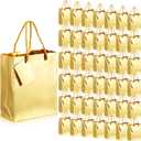 Seajan 50 Pack Metallic Gold Gift Bags with Handles Gold Foil Favor Glossy Finish Waterproof Bags with Tags for Birthday Party Anniversary Wedding Baby Shower Thanksgiving Christmas Party Supplies