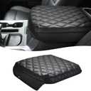 KBH Center Console Armrest Cover for Chevy Silverado & GMC Sierra 2019-2026, Tahoe & Suburban & Yukon 2021-2026, Vinyl Leather Trim, Bucket Seat, Black-Double Stitch