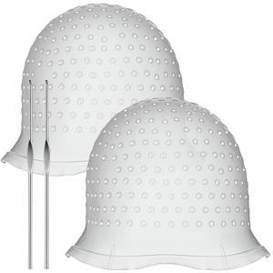 2 Pcs Hair Coloring Highlighting Cap Reusable Silicone Highlight Cap Pull Through Caps for Hair Coloring Frosting Cap with Hook Hair Dye Cap with Holes Hair Salon Tools Hairdressing Highlighting Kit (as shown in the pictures)