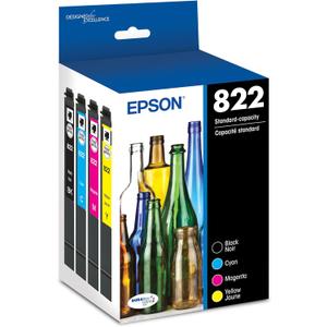 EPSON 822 DURABrite Ultra Ink Standard Capacity Black & Color Cartridge Combo Pack (T822120-BCS) Works with WorkForce Pro WF-3820, WF-3823, WF-4820, WF-4830, WF-4833, WF-4834