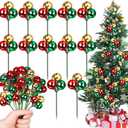 Syhood 12 Set 7.9 Inch Christmas Ball Picks and Sprays Shatterproof Xmas Red Green Gold Ball Ornaments on Wired Picks for Christmas Tree Vase Wreath Stairs Garland Decoration Supplies