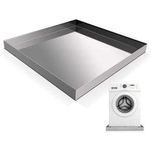 Washing Machine Pan - 30" x 32" x 2.5", Heavy Duty 304 Stainless Steel, Washing Machine Tray with Anti-Slip Bottom Pad, Raised Edge Drain Pan, No Hole, Leak Protection for Laundry Room