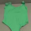 Limeeke Women One Piece Swimsuit Solid Ribbed Monokini Swimwear Scoop Neck Low Back Bathing Suit (Medium, Lake Green)
