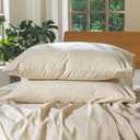 MooMee Bedding Pillowcases Pack of 2 100% Washed Cotton Linen Like Textured Breathable Durable Soft Comfy (Heathered Almond Milk Grey, Queen)
