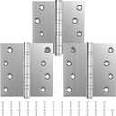 KOLET Ball Bearing Door Hinges, 4 x 4 Inches Door Hinges, Square Corner, Stainless Steel Hinges, Heavy Duty, Smooth and Non Removable Pin, Brushed Nickel, 3 Pack