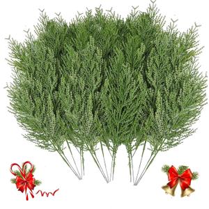 30PCS Evergreen Fake Pine Needles Picks, Artificial Pine Branches for Christmas Tree Filler, Christmas Greenery Stems DIY Accessories for Wreath Making Supplies Holiday Decor