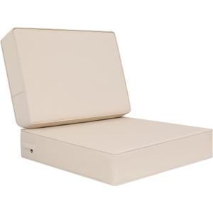 AAAAAcessories Outdoor Deep Seat Cushions, Foam Pillow, Waterproof, Fade-Resistant Patio Furniture Replacement Cushions, 24" x 24" x 5", Khaki Beige (24x24-19'' Mid Back-1 Count)