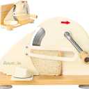 Anatole Foldable Manual Bread Slicer for Homemade Sourdough Bread with Engraved Scale Line Bread Guide Hand Crank Bread Cutter with Adjustable Thickness Stainless Steel Blade 6 Suction Cups