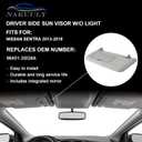 Left Driver Side Sun Visor w/o Light Compatible with Nissan Sentra 2013 2014 2015 2016 2017 2018 2019 Gray Sunvisor with Mirror Replaces # 96401-3SG8A