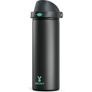 24 oz Insulated Water Bottle for Sports: Meoky Stainless Steel Water Bottle with 2-in-1 Straw and Spout Lid - Leak Proof, Cold for 24 Hours, Fits in Car Cup Holder, BPA-Free for Travel Gym, Foggy Tide