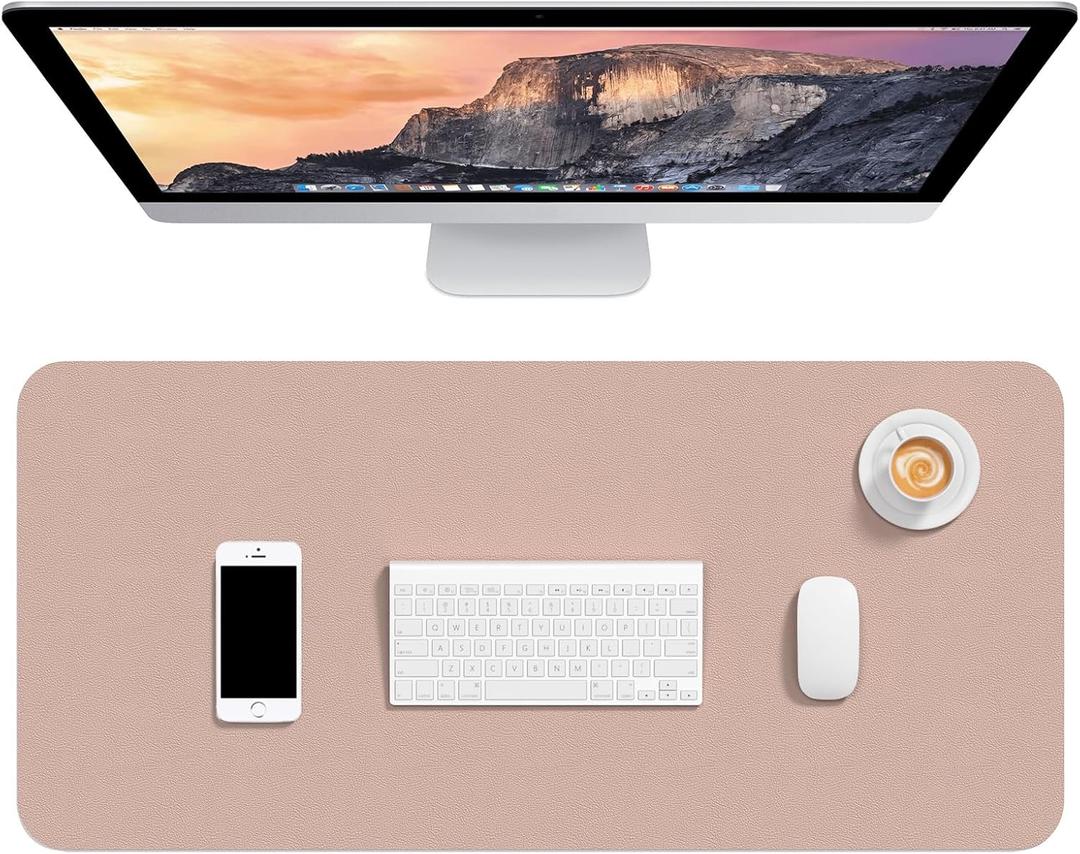 Waterproof Desktop Blotter Protector, Non-Slip Ultra Thin Large Laptop Keyboard Writing Mat for Office Home, Beige Apricot