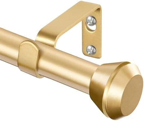 Gold Curtain Rod 32 to 58 Inch, HOTOZON 3/4 Inch Heavy Duty Curtain Rods for Windows, Decorative Single Drapery Rod with Diamond Finials