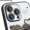 Compatible with iPhone 14 Pro Bling Case with Pearl Crossbody Chain Glitter Love Heart Diamond Rhinestones Floral for Girly Women Soft TPU Bumper Full Camera Lens Protector Cover, White