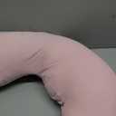 Momcozy Body Pillow for Pregnancy, J Shaped Pregnancy Pillows for Side Sleeping, Soft Maternity Pillow with Jersey Cotton Cover for Head Neck Belly Support, Pink