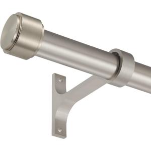 Brushed Nickel Curtain Rods for Windows 48 to 86", 1-Inch Curtain Rods with Aluminum Brackets and End Cap Finials, Adjustable Drapery Rods for Sliding Glass Door/Bedroom/Kitchen/Living Room Etc.