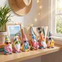 ShinyRelief 6 Pcs Summer Figurines Resin Gnome Tabletop Sea Star Shell Sculpture Decoration Blue Pink Table Centerpiece for Dining Room Home Party Supplies Gifts Decor