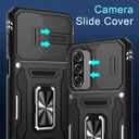 DEERLAMN Case for Samsung Galaxy A17 5G with Slide Camera Cover+Screen Protector (1 Pack), Rotated Ring Kickstand Military Grade Shockproof Protective Cover-Black