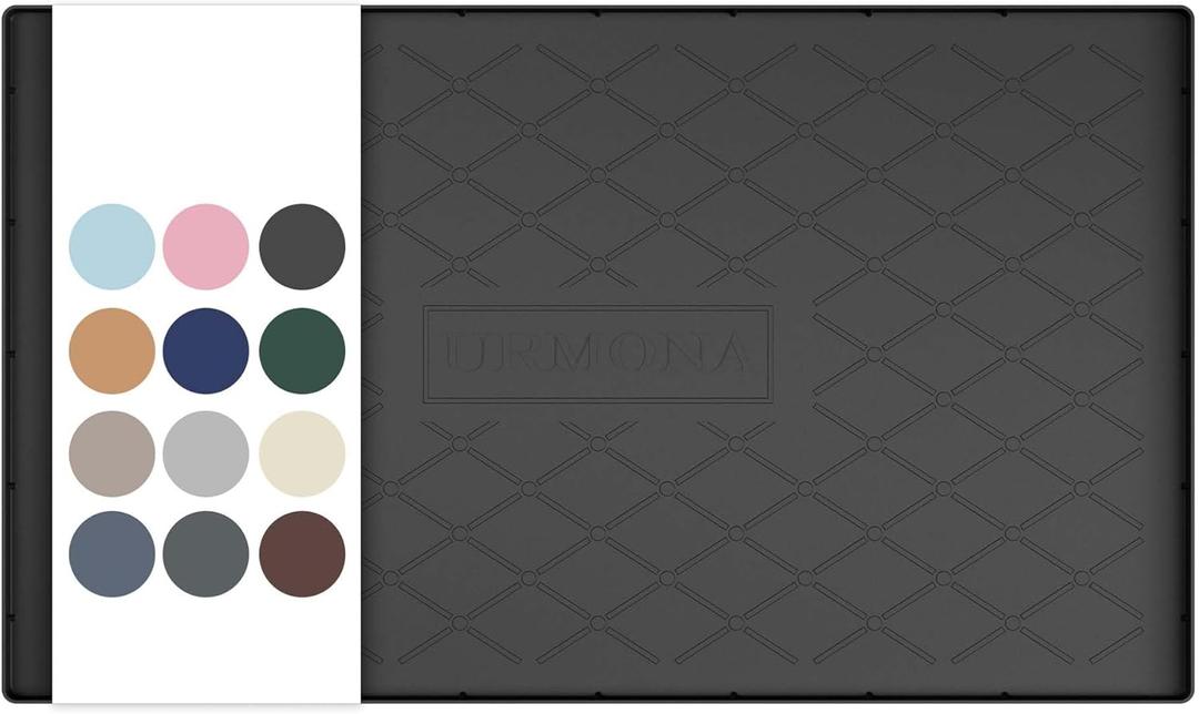 URMONA Under Sink Mat for Kitchen Waterproof, 40" x 22" Silicone Under Sink Mat for Shelf Liner Organizer, Cabinet Sink Protector Under Sink Liner for Bottom Kitchen, Bathroom(Black)