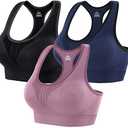 Heathyoga High Impact Sports Bras for Women High Support Padded Sports Bra Pack Racerback Bras for Women Workout Bra Sets, Large