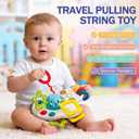 Baby Toys 6 to 12 Months, 5 In 1 Montessori Toys for 1 Year Old, Incl Travel Pull String Toy & Rattle Teether & Stacking Baby Block & Soft Infant Ring & Sensory Ball for Toddler 0-3-6-9-12 Month