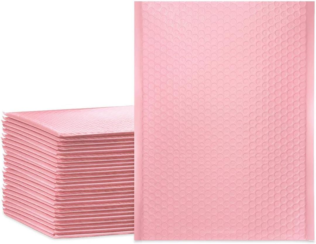 UCGOU Bubble Mailers 10.5x16 Inch Light Pink 25 Pack Poly Padded Envelopes Large #5 Mailing Packages Opaque Packaging Postal Self Seal Adhesive Waterproof Boutique Shipping Bags for Clothes