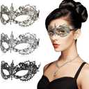 3 Pieces Masquerade Mask for Women, Fancy Dress Masks Lace Face Mask