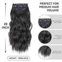 20 Inches Hair Extensions Clip ins, 4Pcs Clip in Hair Extensions, Synthetic Curly Hair Extension Clip in Human Hair (Color: Black with a Hint of Brown Gloss)