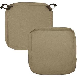 Easy-Going Patio Cushion Covers 27x25x5 Inch 2 Pack, Linen Look Outdoor Water Resistant Chair Seat Cushion Slipcover with Zipper for Outdoor Furniture, Covers Only! Khaki