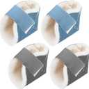 3 Pcs Heel Protector Boot Sheepskin Heel Protectors Soft Foot Cushions Pads with Securing Strap for Protect Feet Ankle Pressure Bed Sores(Gray, Blue)
