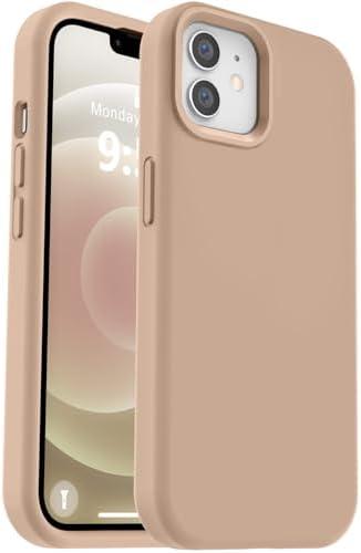 Vooii Compatible with iPhone 12 Case/iPhone 12 Pro Case, Liquid Silicone Upgrade [Soft Anti-Scratch Microfiber Lining] [Shockproof Drop Protection] Phone Case 6.1 inch - Light Brown