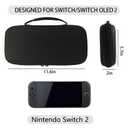Carrying Case for Switch 2, Protective Travel Case with Handle, 10 Game Card Slots, Storage Pockets, Black Lightweight