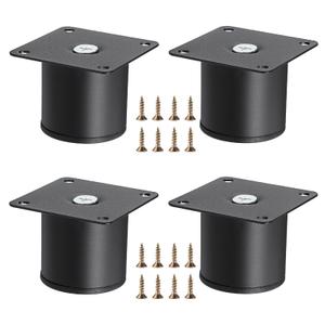OwnMy 4PCS 2 Inch Stainless Steel Furniture Legs Feets Metal Cabinet Desk Legs, Black Round Metal Furniture Risers Coffee Table Replacement Legs Heavy Duty Sofa Legs TV Stand Legs Dresser Chair Legs