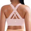 RUNNING GIRL Sports Bra for Women, Criss-Cross Back Padded Strappy Sports Bras Medium Support Yoga Bra with Removable Cups (Large)