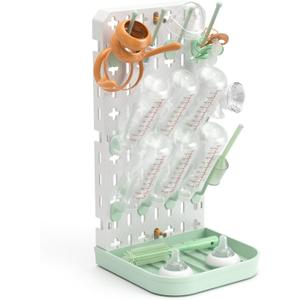 Baby Bottle Drying Rack Baby Bottle Holder Space Saving Bottle Dryer Rack Station Countertop Storage Organizer 12 Travel Bottle Drying Rack Vertical Breast Pump Part Plastic Bag Cup Dryer Tower Green