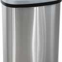 PayLessHere 13 Gallon / 50 Liter Trash Can Stainless Steel Touchless Trash Bin Oval Shape Office Waste Bin for Kitchen Bathroom Bedroom Living Room with Lid Powered by Batteries (not Included)