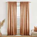102 Inch Long Curtains,Boho Vintage Patterned Semi Sheer Psychedelic Tapestry Curtains for Bedroom (50"W x 102"L (Pack of 2), Terracotta)