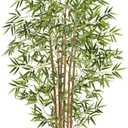 Artificial Bamboo Tree, Fake Bamboo Plant 5FT Tall with 6 Natural Real Bamboo Trunks, Artificial Tree Indoor Decor Faux Silk Tree for Home Office Living Room Modern Decor