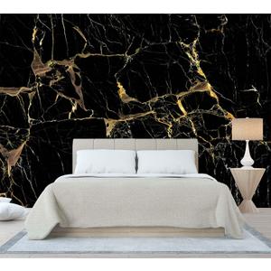 Black Golden Marble Wallpaper Abstract Stone Texture Wall Mural Living Room Bedroom Office (Not Peel and Stick)