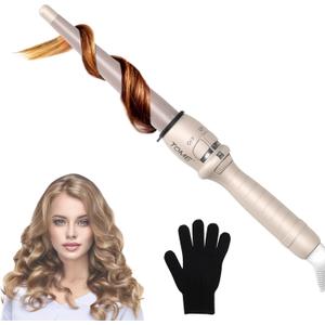 ToMe Curling Wand, Professional Ceramic 1/2-1 Inch Tapered Hair Curling Iron, Adjustable Temperature with 12 Heat Setting (180 to 410F), Dual Voltage Instant Heating Hair Wand Curler for All Hair Type