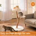 Modern Cat Tree Tower for Indoor Cats, 2-Tier Cat Furniture with Natural Wood Posts, Soft Plush Bed, Scratching Post & Hanging Ball Toy, Stylish Cat Climbing Tower