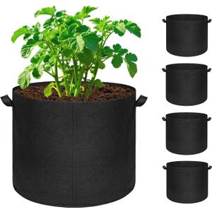 5-Pack 20 Gallon Grow Bags, Large Nonwoven Fabric Pots with Handles for Planting Fruits, Vegetables, Flowers Indoor Outdoor