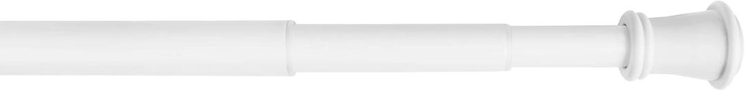 Zenna Home Curtain Rods for Windows 28 to 66 Inches, Adjustable Single Decorative Rod, Tension Window Curtain Rod, No Drilling, Easy to Install, Sturdy 1.125-Inch Diameter, White